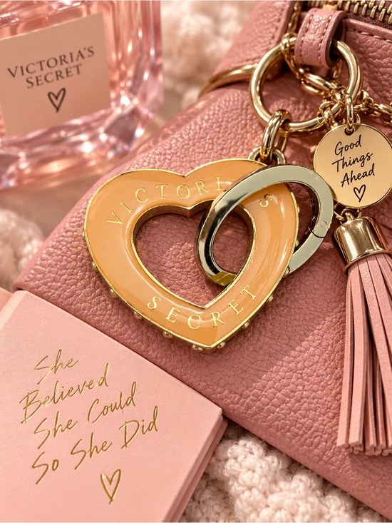 Victoria's Secret Accessories - VTG Victoria's Secret Y2K Pink Enamel Heart Bag Charm Keychain Ring Clip Replace